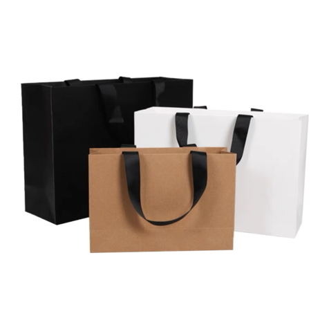 Custom Wholesale Black Matte Gift Bags White Brown Kraft Paper Bag Luxury Shopping Bags With Own Logo