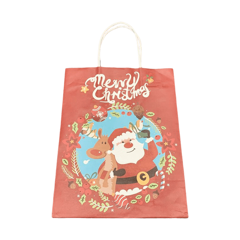 Wholesale Custom Party Packaging Bag Custom Cartoon Christmas Kraft Gift Bags