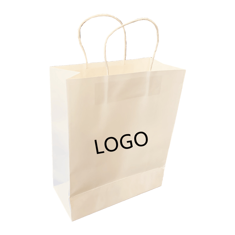 Custom Printed Your Own Logo White Brown Kraft Gift Craft Shopping Paper Bag With Handles