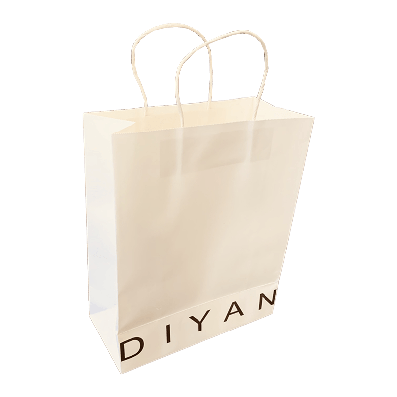 Custom Printed Your Own Logo White Brown Kraft Gift Craft Shopping Paper Bag With Handles