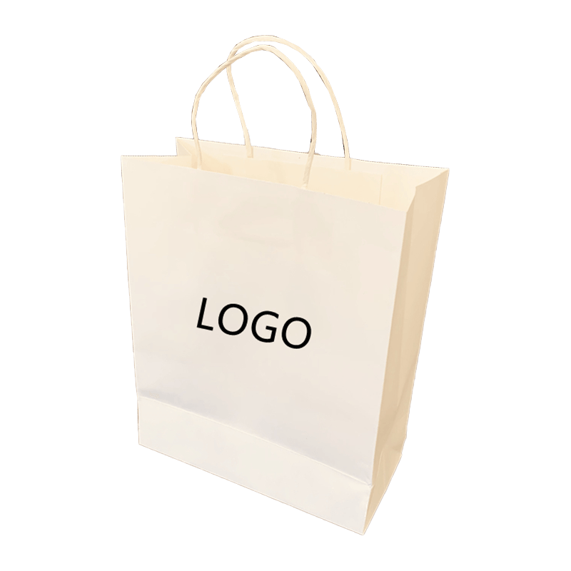 Custom Printed Your Own Logo White Brown Kraft Gift Craft Shopping Paper Bag With Handles