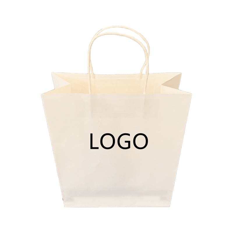 Custom Printed Your Own Logo White Brown Kraft Gift Craft Shopping Paper Bag With Handles