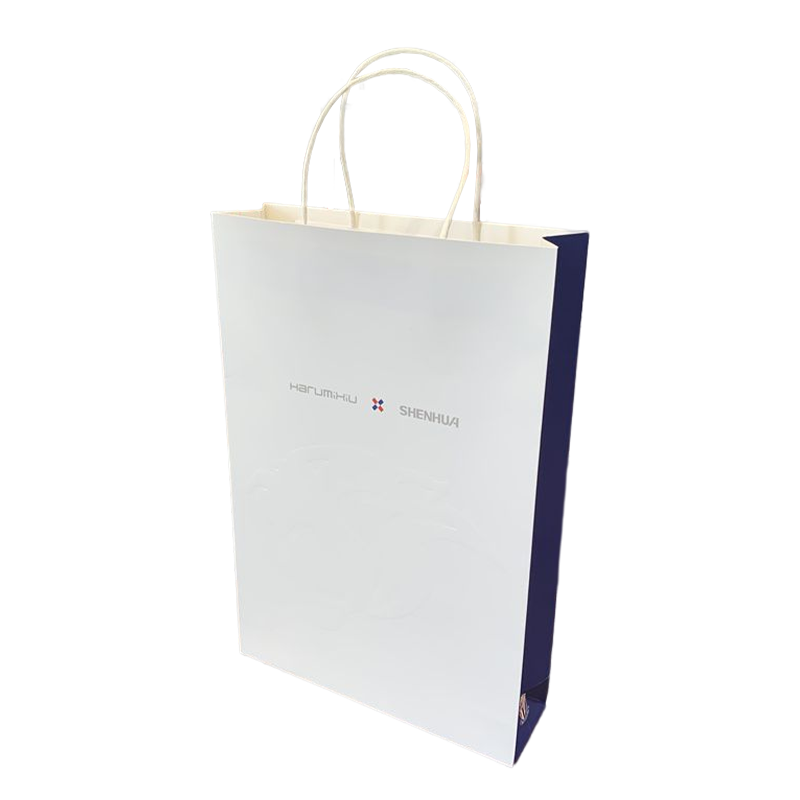 Custom Logo White Paper Bags Brand Shopping Bag Promotional Paper Bag With Handle For Clothing