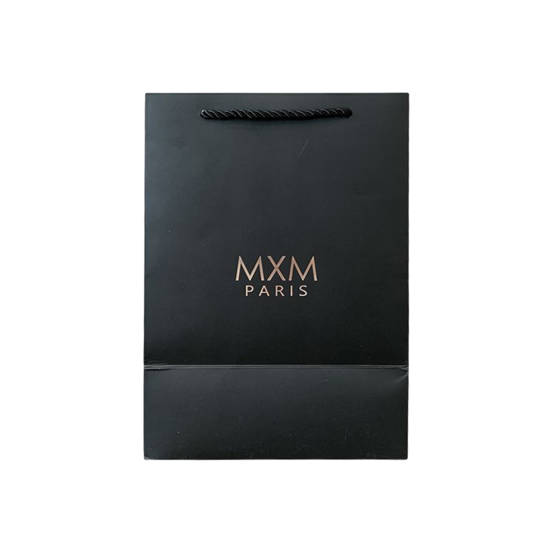 Custom Your Own Logo Black Hot Stamping Shopping Bag Luxury Gift Bag Promotional Paper Bag