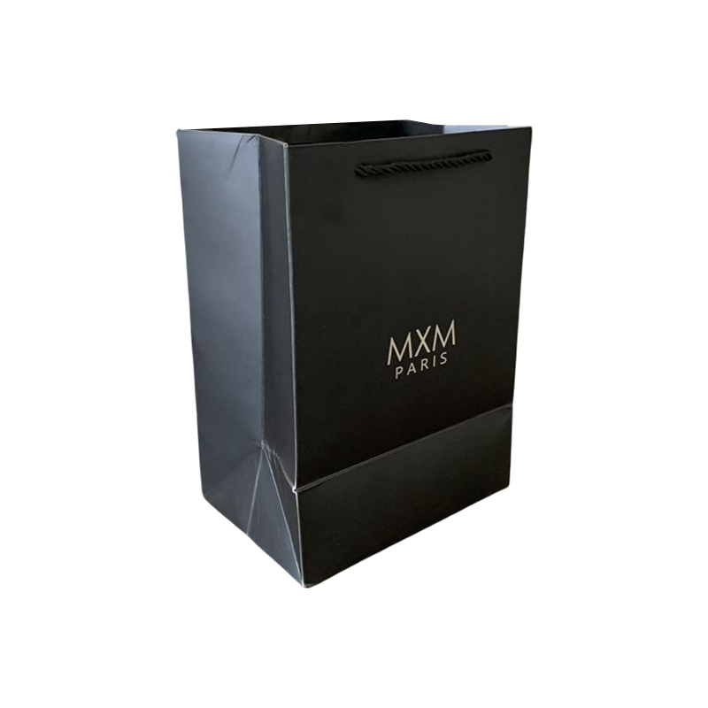 Custom Your Own Logo Black Hot Stamping Shopping Bag Luxury Gift Bag Promotional Paper Bag