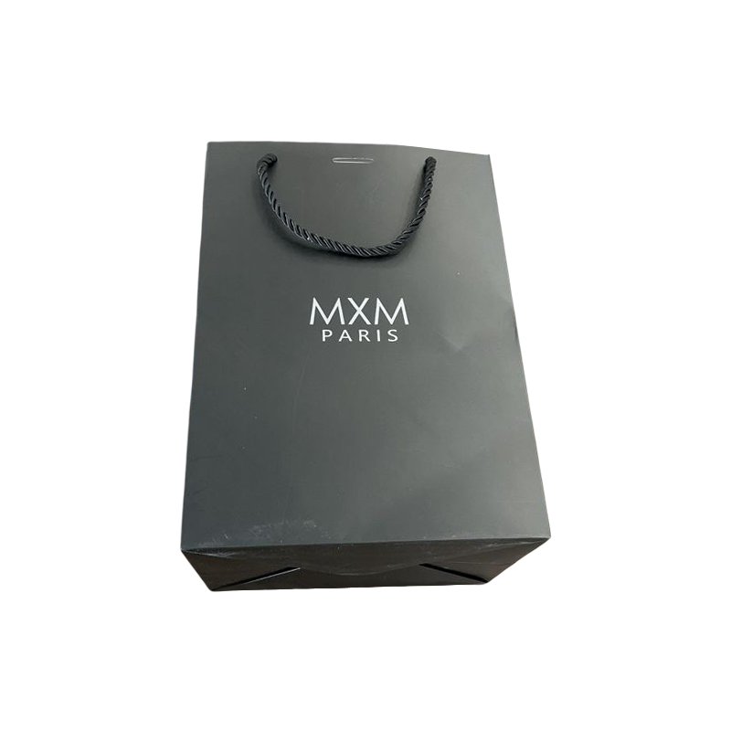 Custom Your Own Logo Black Hot Stamping Shopping Bag Luxury Gift Bag Promotional Paper Bag