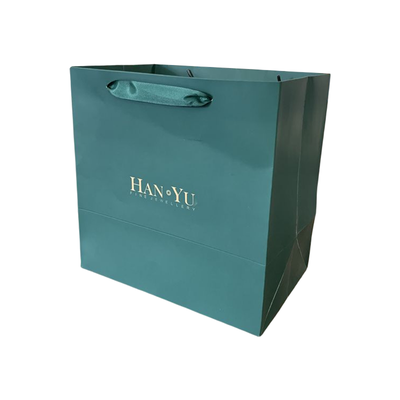 Custom Dark Green Hot Stamping Gift Bag Brand Shopping Paper Bag With Your 0wn Logo