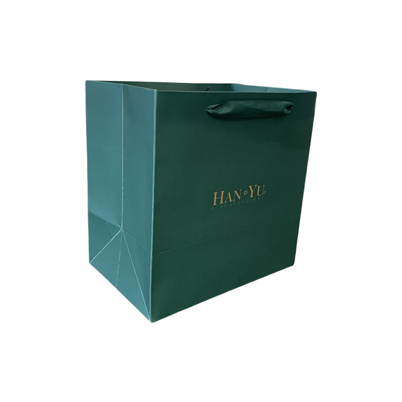 Custom Dark Green Hot Stamping Gift Bag Brand Shopping Paper Bag With Your 0wn Logo