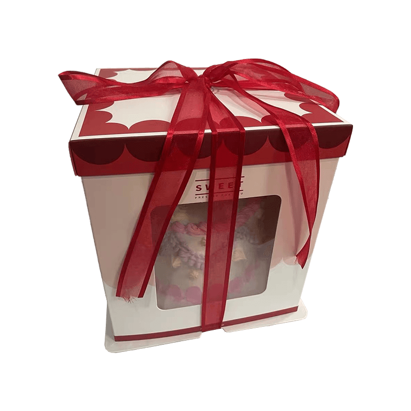 Hot Selling Custom Logo Cardboard Cake Box Paper Boxes With Clear Window Front Gift Boxes For Cakes