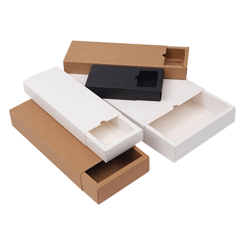 Custom Wholesale Brown Kraft Paper Drawer Box Foldable Flat White Card Box Underwear Socks Gift Box Printing Logo